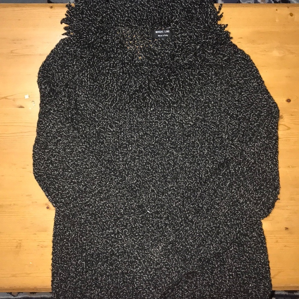Magic Line Sweater Black White Wool Blend M